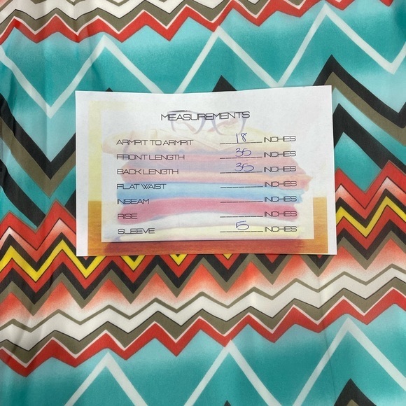 Rachel Kate Blue and Orange Chevron Shift Mini Dress Short Sleeve Size M #4029 - Picture 9 of 10